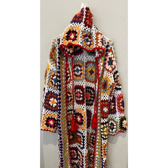 SAACHI Granny Hooded Square Crochet Ruana kimono cardigan One Size - Picture 5 of 11